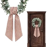 Vickasi Christmas Wreath Sash for Front Door, Birthday Red Stripes Burlap Ribbon Sash Holiday Wreath Accessories for Baby Shower Wedding Decorations