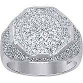 Jewels By Lux Sterling Silver Mens Cubic-Zirconia Octagon Head Fashion Bridal Anniversary Wedding Engagement Band Ring