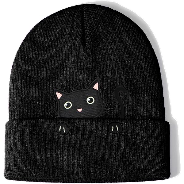 Black & White Tuxedo Cat Beanie - Unisex Knit Skull Cap For Winter, Running, And Outdoor Activities
