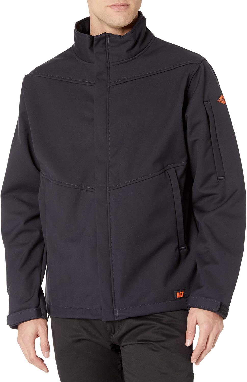 Caterpillar Men's Fr Soft Shell Jacket Work Utility Outerwear, Navy
