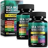 Sea Moss Black Seed Oil Ashwagandha Turmeric Bladderwrack Burdock Root Capsule with Chlorophyll,Elderberry,Manuka,Dandelion,Ginger,Vitamin C Vitamin D3,Immunity & Energy Support, 120 Counts
