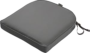 Classic Accessories Montlake Water-Resistant 18 x 18 x 2 Inch Contoured Patio Dining Seat Cushion, Light Charcoal Grey