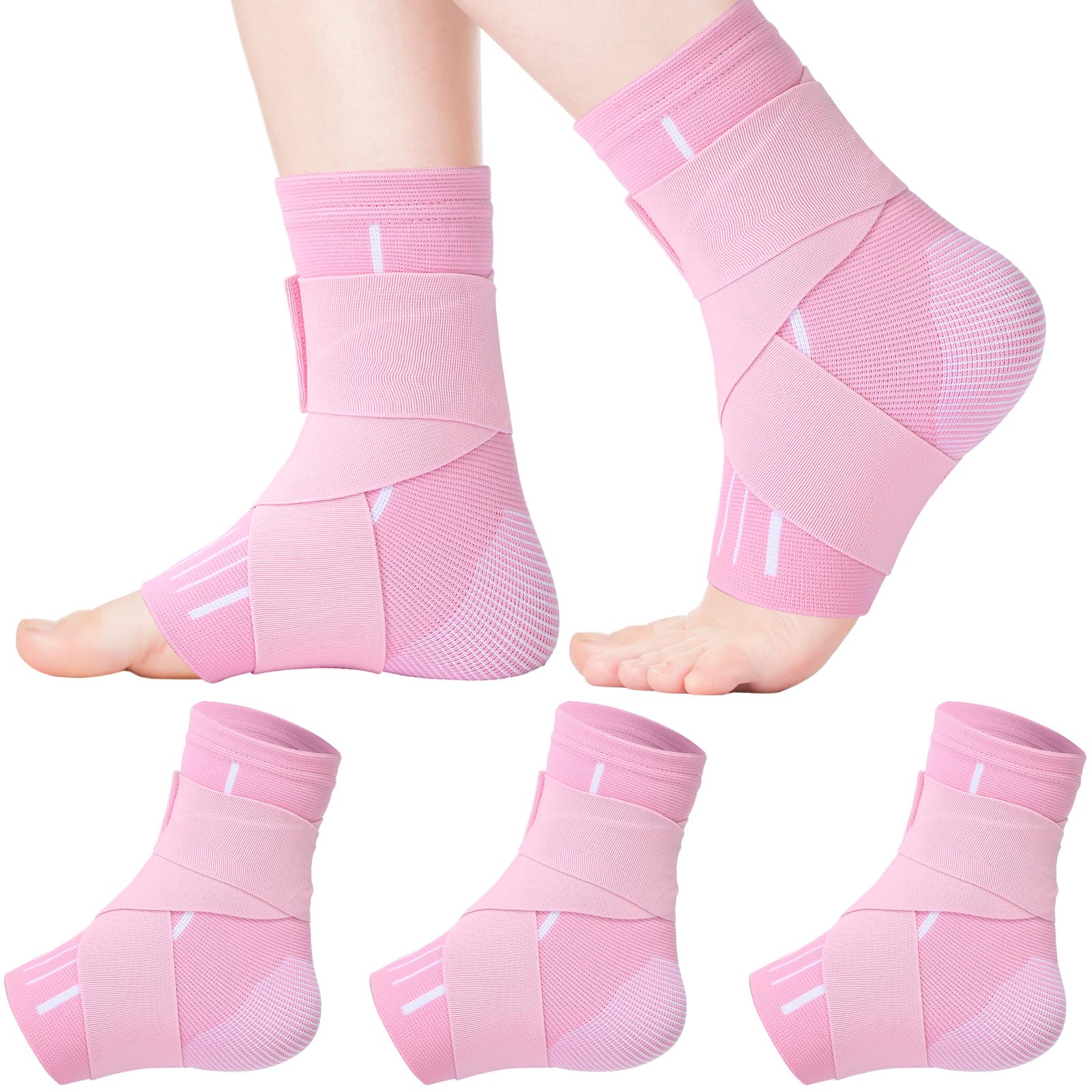 Photo 1 of Tarpop 1 Pair Ankle Brace for Kids Compression Ankle Sleeves Adjustable Foot Support Brace Elastic Guard for Children Boys Girls Sports Running Jogging Dance Fitness Gymnastics(Light Pink,Small)