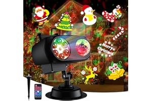 LED Projector Lights, Outdoor&Indoor Rotatable Lamp, Halloween Christmas Projector with 12 Themes, Waterproof Landscape Decor