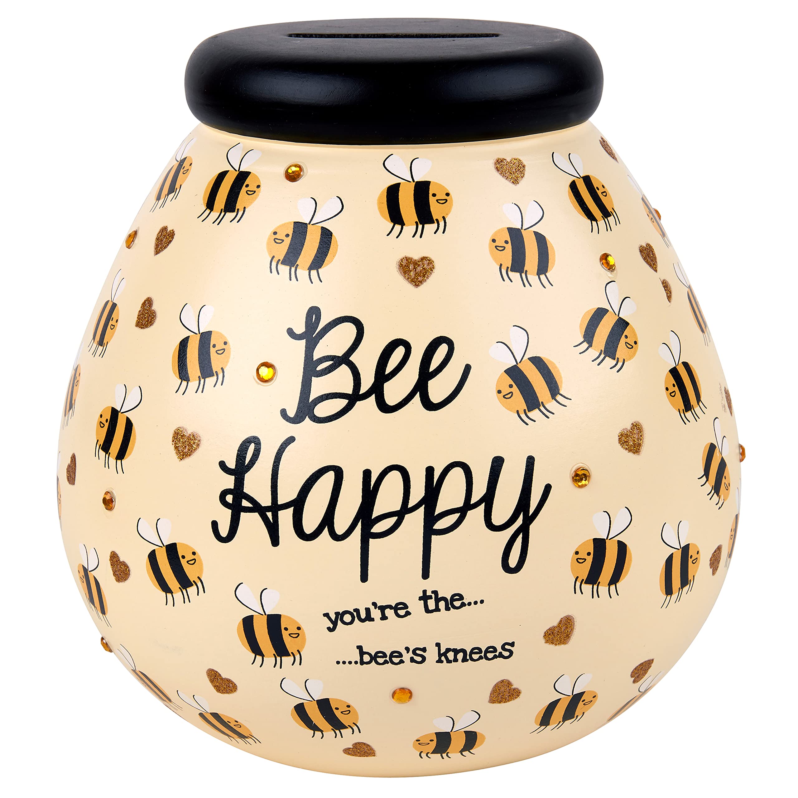 Pot of Dreams Hand Painted Honey Bee Happy Funds Kids Save And Smash Handcrafted Ceramic Money Box | Eco Freindly & Recyclable Piggy Bank | Decorative Gift and Save for New Toys & Video Games