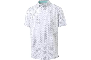 YAMXDM Golf Polo Shirts for Men - Print Moisture Wicking Quick Dry Short Sleeve Collared Polo Shirts for Golf Tennis Wear