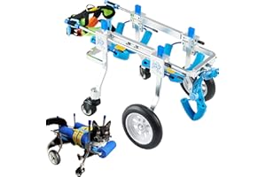 HobeyHove Adjustable 4-Wheel Dog Cart/Wheelchair, Animal Exercise Wheels，for Pet/Doggie Wheelchairs with Disabled Hind Legs Walking，Light Weight, Easy Assemble(7-Size) (XXS)