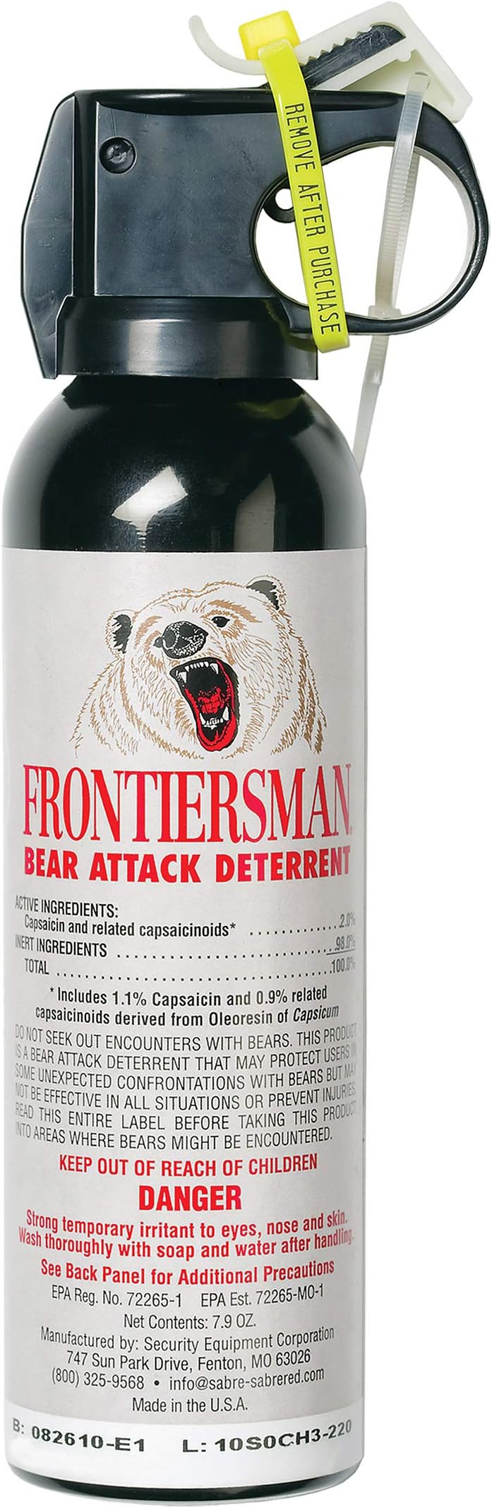 SABRE Frontiersman Bear Spray 7.9 oz (Holster Options & Multi-Pack Options) Maximum Strength & Larger Protective Barrier!