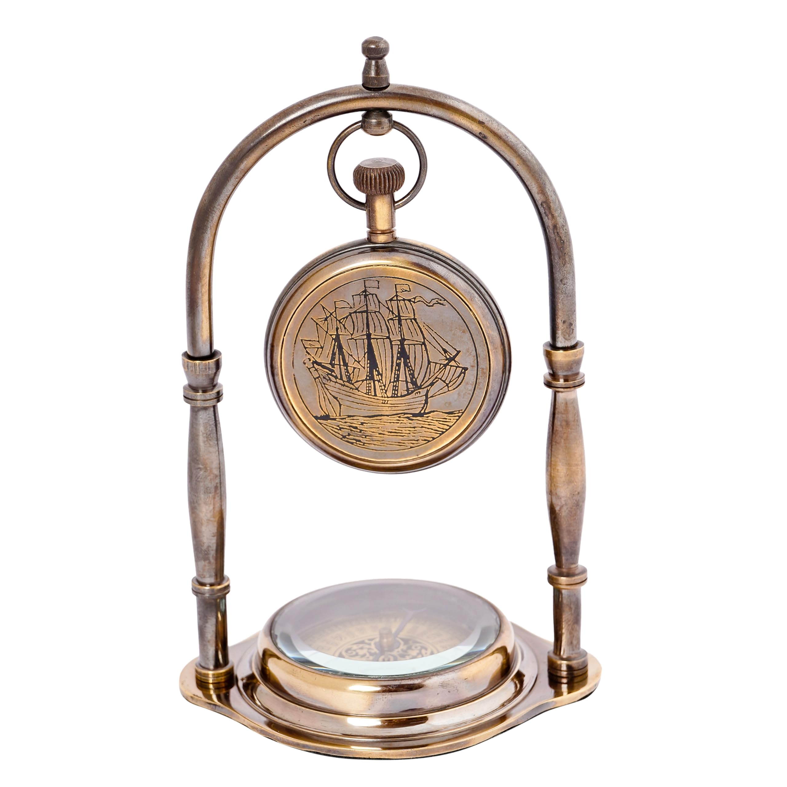 Antique Vintage Small Table Clock | Table Clock for Living Room | Vintage Nautical Design, Elegant Home or Office Décor | Desk Tables & Shelf Decor Clocks | Non Ticking Silent Shelf Clock