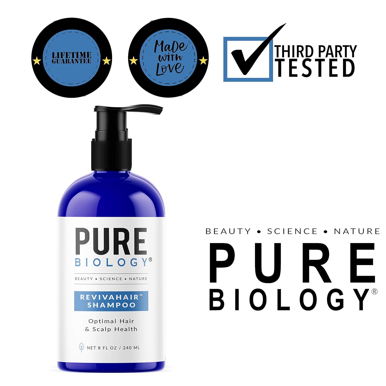 Pure Biology Premium Revivahair Biotin Shampoo for Hair Growth & Clinically Proven Procapil – DHT Blocker Thickening Shampoo for Thinning Hair and Hair Loss, Volumizing Shampoo for Men and Women: Beauty
