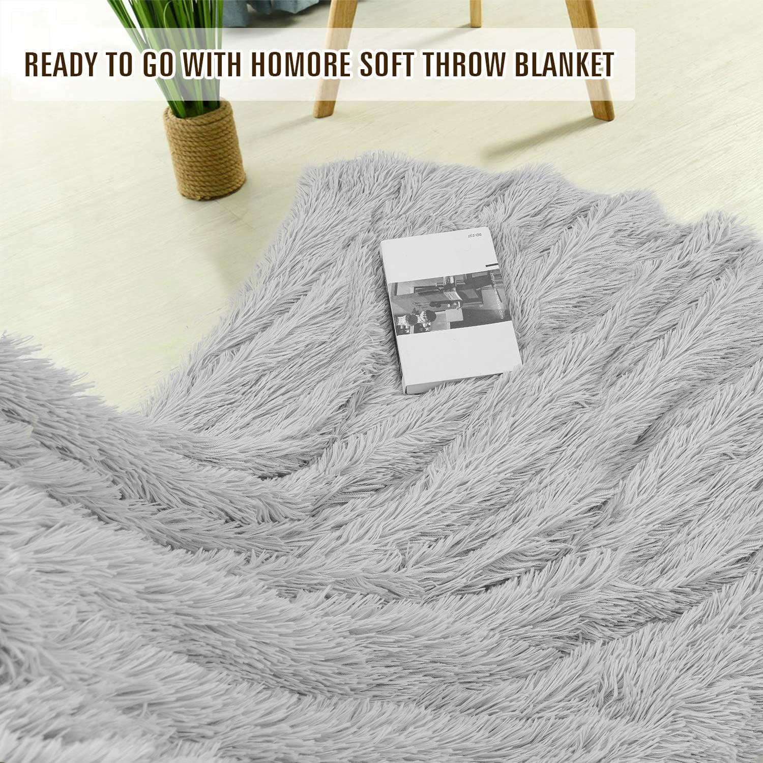 Homore Soft Fluffy Blanket Fuzzy Sherpa Plush Cozy Faux Fur Throw Blankets for Bed Couch Sofa Chair Decorative, 50''x60'' Light Grey: Kitchen & Dining