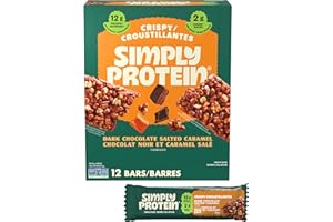 Simply Protein - Dark Chocolate Salted Caramel Crispy Bars - Plant Based Protein Bars - Low Carb, Low Sugar, High Fibre - 12g