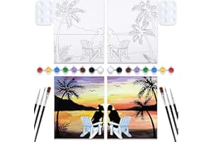 Nuberlic 2 Pack Pre Drawn Canvas for Painting Sip and Paint for Adult's Couple's Date Night Paint and Sip Kit for Outdoor Party Favor Supplies,Valentine's Day Gift(8x10)