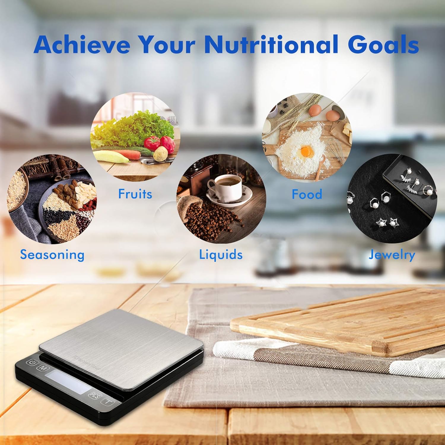 KitchenTour Digital Kitchen Scale - 3000g/0.1g High Accuracy Precision Multifunction Food Meat Scale with Back-Lit LCD Display(Batteries Included): Industrial & Scientific