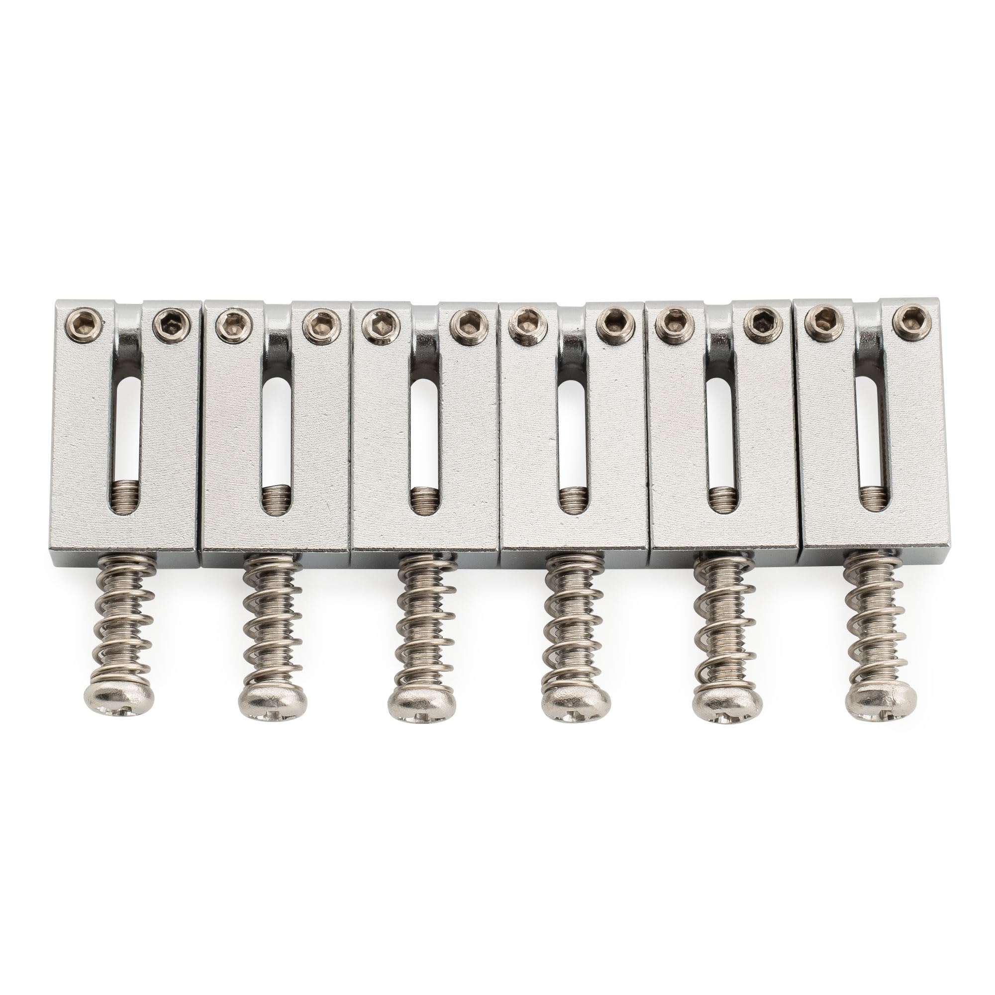 Musiclily Ultra 11.2mm Modern Full Brass Bridge Saddles for Vintage Strat Style Electric Guitar, Chrome (Set of 6)