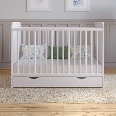 Love For Sleep Levi Baby Cot Bed 120x60cm White with Drawer & Mattress