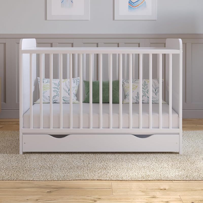 Love For Sleep Levi Baby Cot Bed 120x60cm White with Drawer & Mattress