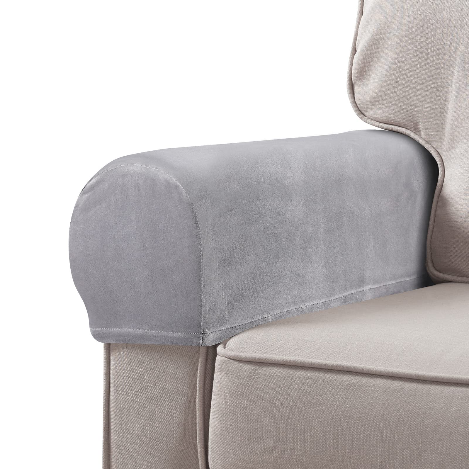 WINOMO Armrest Covers Stretch Anti-Slip Furniture Protector Armchair Slipcovers for Recliners Sofas Chairs Set of 2 (Grey)
