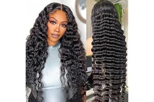 sufeasdf 13x4 Deep Wave Lace Front Wigs Human Hair 180% Density HD Deep Curly Lace Frontal Glueless Wigs Human Hair Wigs For Women Pre Plucked With Baby Hair Natural Color (26 Inch)