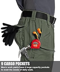 Zoofly Cargo Work Pants for Men Elastic Waist
