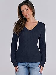 ANRABESS Womens Long Sleeve Cable Knit Sweater 2025