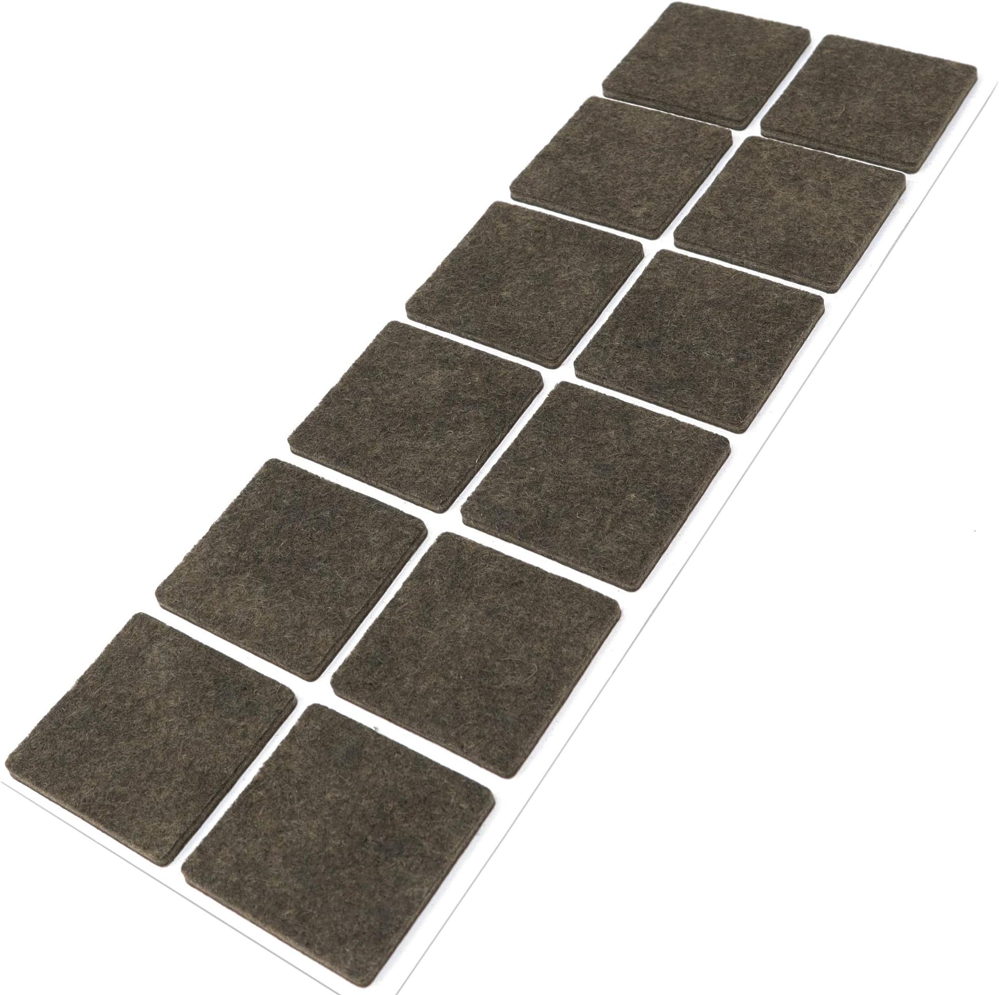 Adsamm® / 12 x self-adhesive felt pads/Brown / 1.57x1.57'' (40x40 mm) / square / 0.138'' / 3.5 mm thick stick-on furniture felt glides/Furniture & Chair Glides