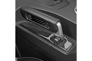 BETTERHUMZ Compatible with Ford Mustang 2024 2025 Carbon Fiber Handbrake Panel Decoration Cover Sticker Car Interior Accessories (Black)