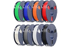 SUNLU PLA Filament 1.75mm Bundle, 3D Printer Filament Bundle 250g, 8 Rolls, 2kg Total, Black+White+Grey+Transparent+Red+Klein Blue+Sunny Orange+Green