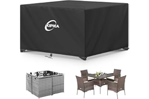Kipiea Patio Furniture Covers Waterproof Winter, 420D Outdoor Furniture Set Covers, Heavy-Duty Patio Table Cover, No Tears An