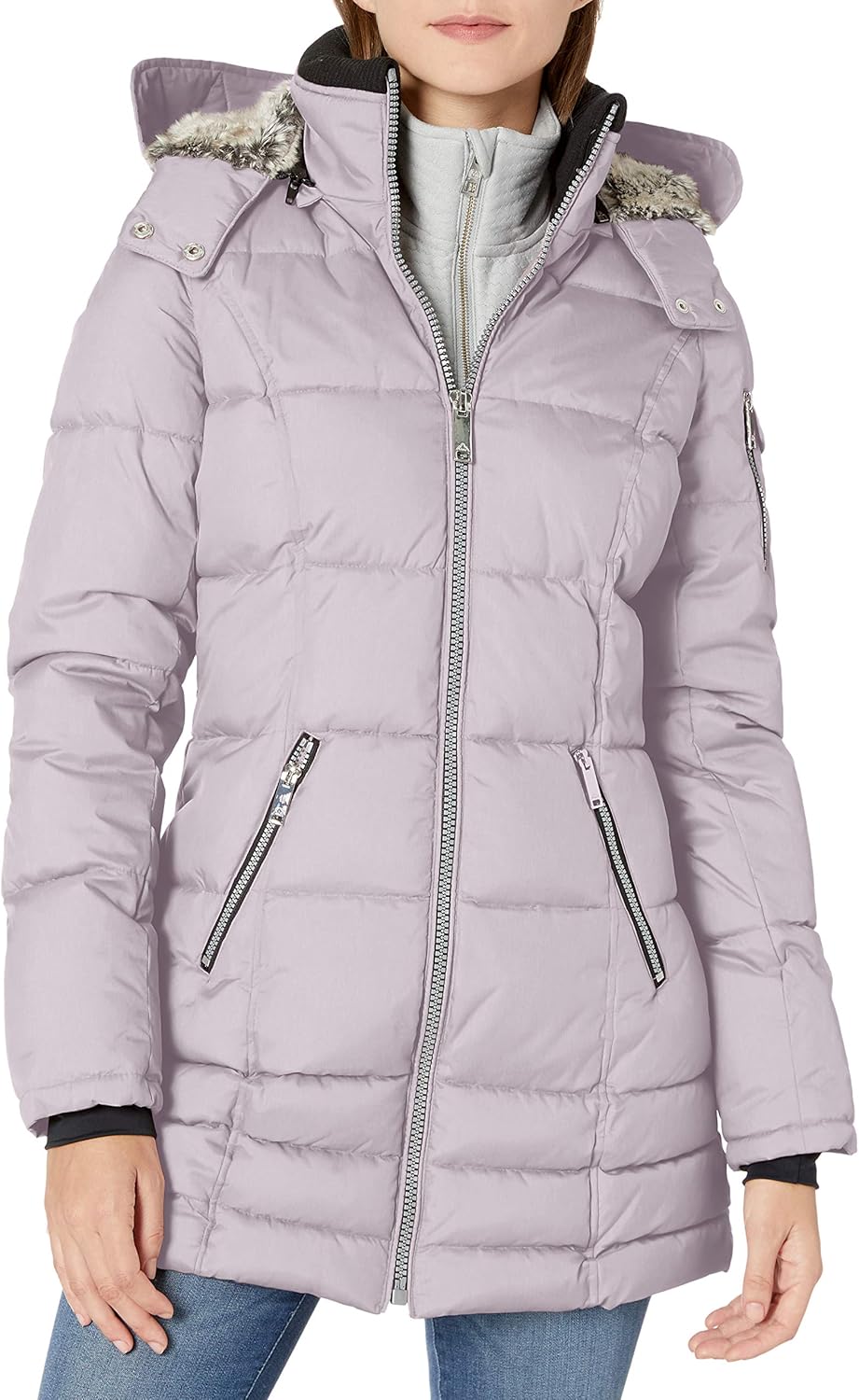 HFX Women's 3/4 Puffer with Full Faux Fur Hood Down Alternative Coat Buy Online at Best Price