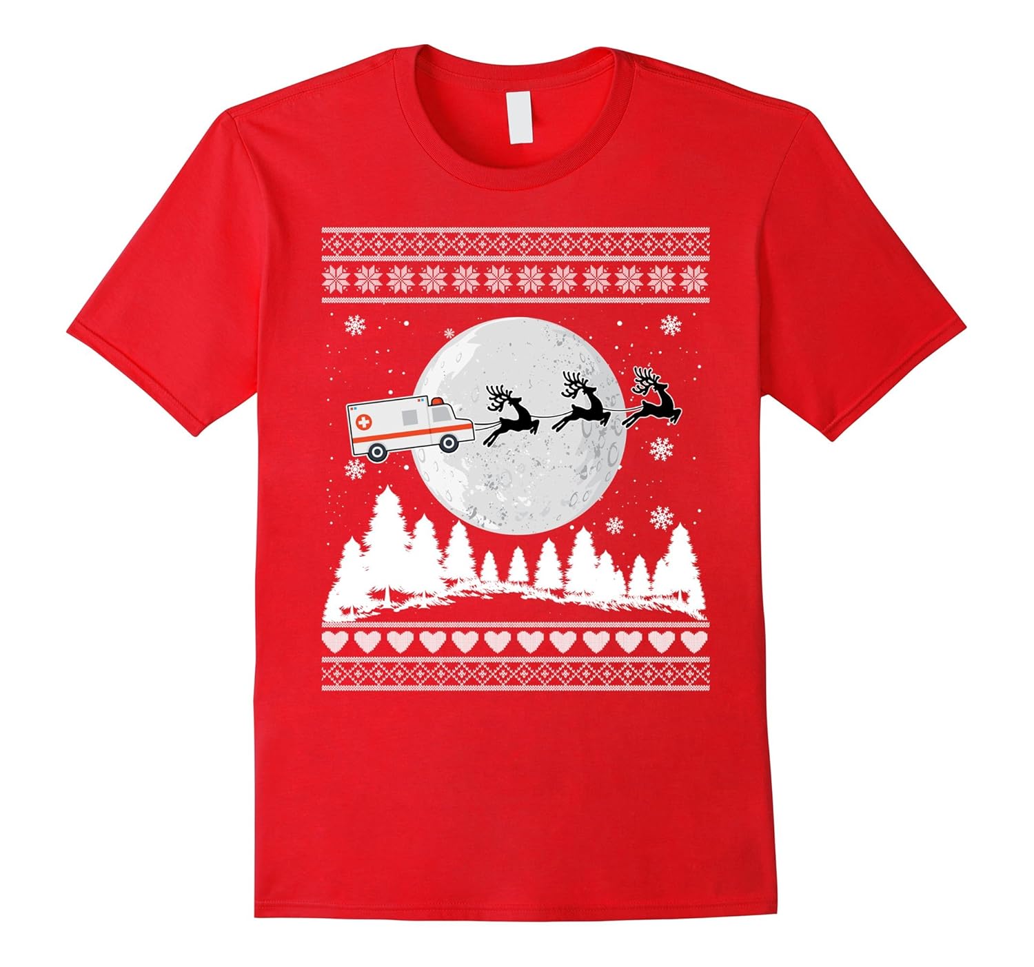 Christmas Santa Clause Ambulance Sleigh Reindeer T-shirt-ANZ