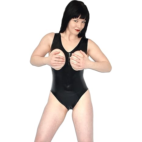 Brustfreier Fetisch Latexbody ouvert in schwarz o. rot, Gr. S (schwarz)