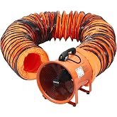 VEVOR Air Mover Blower Fan 16 Inch, 2-Speed 5175CFM with 33ft Flexible Duct, Industrial Portable Ventilator Blower/Exhaust, Orange