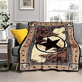 Western Texas Star Throw Blanket - Super Soft Throw Blankets Rustic Flannel Bed Blanket Decorative for Farmhouse Home Sofa Couch Chair Livingroom Bedroom 50 x 60 Inches