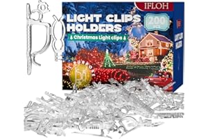 IFLOH Holiday Light Clips [Set of 200] Christmas Outdoor Light Clips - Mount to Shingles & gutters - Works with Mini, C6, C7, C9, Rope, Icicle Lights - No Tools Required