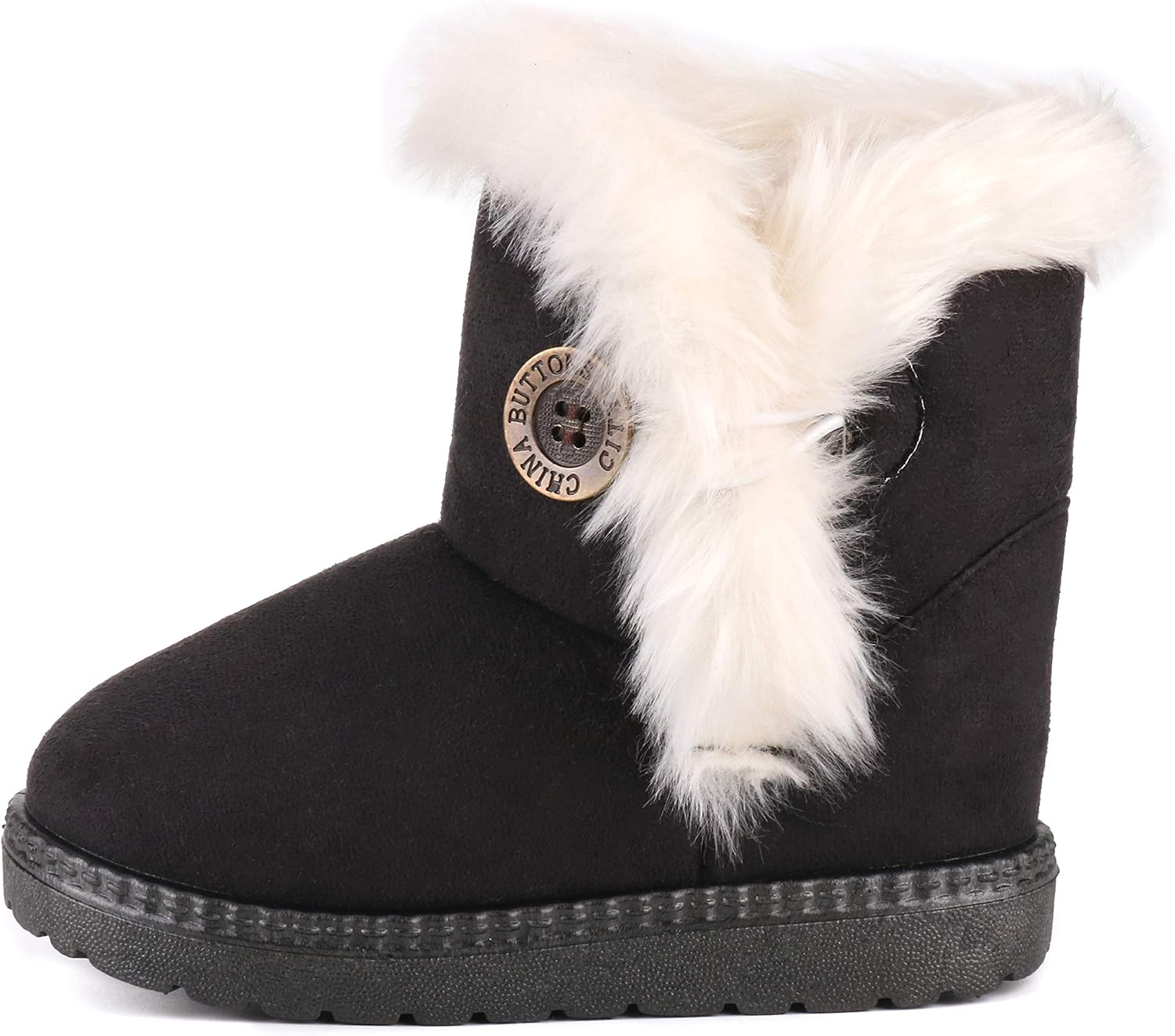 Femizee Girls Boys Warm Winter Flat Shoes Bailey Button Snow Boots(Toddler/Little Kid): Shoes