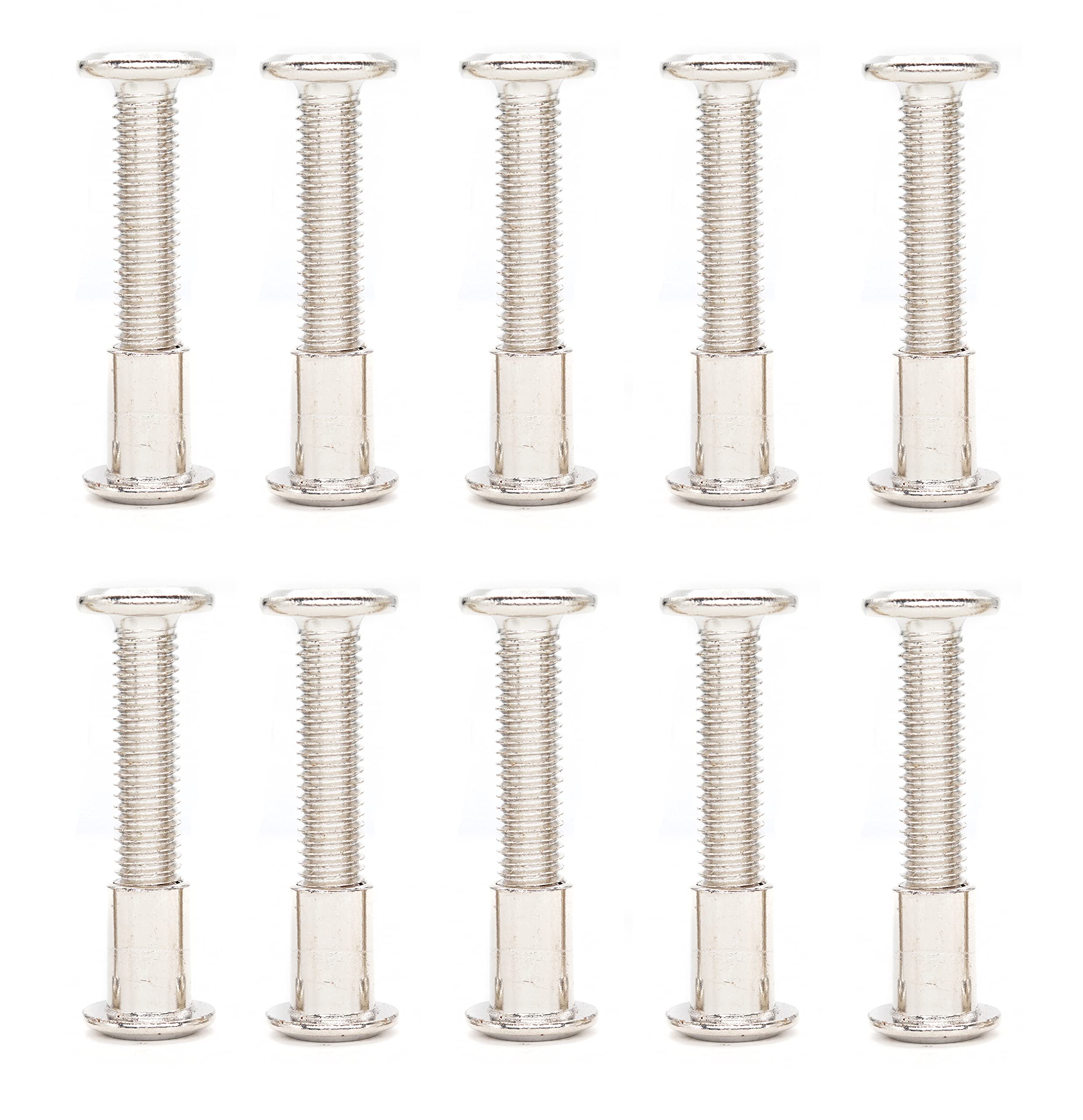 binifiMux 10-Set M8x45mm Rivet Countersunk Hex Socket Cap Bolts and Hex Head Barrel Nuts for Furnitures Cribs Chairs, Nickel Plated