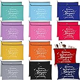 Sieral 24 Pcs Inspirational Makeup Bag Appreciation Valentine Graduation Gift for Women You're Awesome Cosmetic Bags Employee Motivational Gift for Coworker Assistant Team Social Worker(Bright Color)