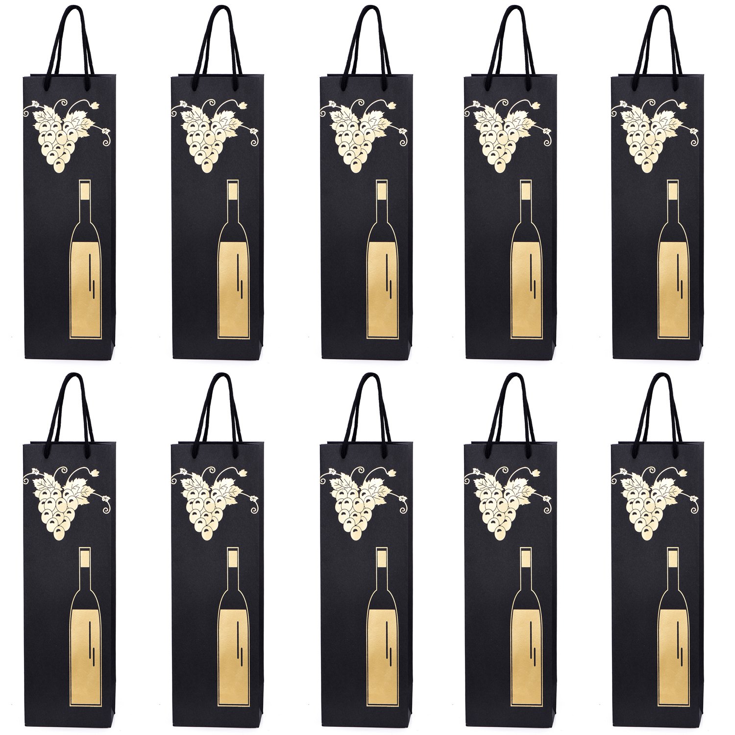 10 Gift Bags Bottle Bags for Wine Prosecco and Champagne 15.75 x 4.72 x 3.54 inch - 40 x 12 x 9 cm - Bottle and Vine
