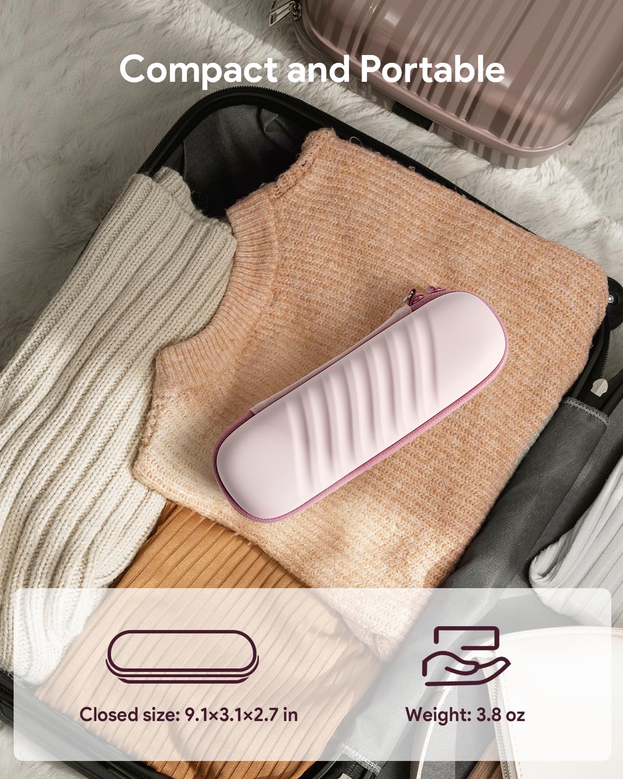 SQERO 2.0 Elektrische Zahnbürste Reiseetui, Kompatibel mit Oral B/Oral-B Pro/Philips Sonicare Zahnbürsten, Tragbare Zahnbürstentasche, Schrägstreifen, Wasserdicht (Rosa) 5
