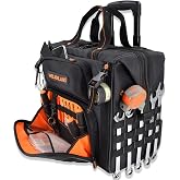 WELKINLAND 46Pockets Rolling Tool Bag, Heavy-Duty 18" Tool Tote with Wheels | Large Wheel Travel Tool Bags, Rugged HVAC Tools Bag, Handy Electrician Tool Bag, Extra Large Tool bags Wheel, Wheel Tool Bag