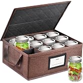 Geliwosy 32 oz Mason Jar Storage Containers - Sturdy Canning Jar Storage Boxes Organizer, Foldable Carrier Bag with Handles and Dividers, Holds 12 Quart Mason Jars, Home Canning Supplies (Quart)
