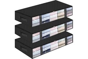 StorageRight Storage Bags, Clothes Storage, Under Bed Storage Containers, Large Capacity Storage Bins, Foldable Storage Organizers for Clothes and Bedding - 75L/3 Pack/Black