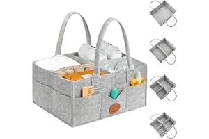 KeaBabies Baby Diaper Caddy Organizer with Handle - Portable Baby Organizers and Storage for Nursery, Changing Table, Large T