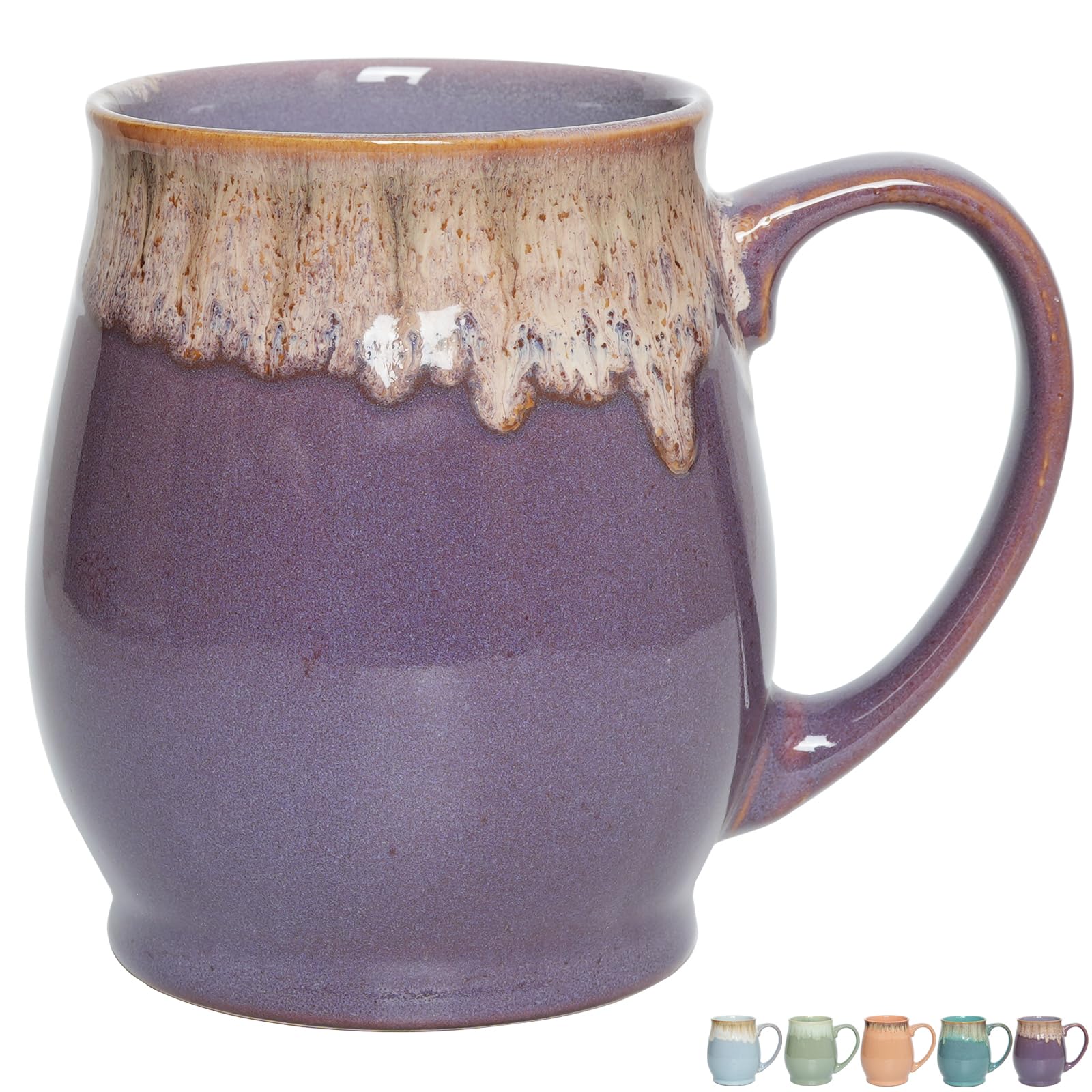 Photo 1 of Bosmarlin Extra Large Ceramic Coffee Mug, 24 Oz, Dishwasher and Microwave Safe, Big Oversized Tea Cup, Reactive Glaze (Deep Purple)