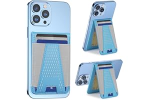 HiWe for Magsafe Wallet, Magnetic Wallet with Adjustable Stand, Eiffel-Tower Magsafe Wallet Stand for iPhone 15/14/13/12 Series, Open ID Window, 8 Card Holder, Vegan Leather, Blue