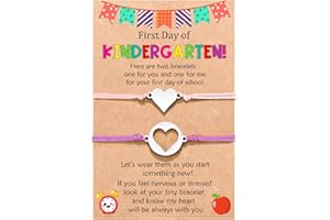 MANVEN First Day of School Bracelets for Mom and Daughter Back to school Gifts Mommy and Me Mother and Daughter Bracelets Matching Heart Wish Bracelets (Colorful)