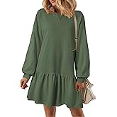 PRETTYGARDEN Womens Patchwork Sweatshirt Dress 2025 Fall Casual Long Sleeve Crewneck Pullover Cute Babydoll Mini Dresses