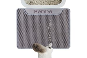 BomDa Cat Litter Mat, Large Kitty Litter Box Trapping Mat, 30x23'' Honeycomb Double Layer Urine & Waterproof, Washable Easy Clean, Litter Mats for Floor Less Waste, Anti-Slip