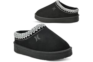 Hurley Kids Modi Slippers - Indoor and Outdoor Slip-On Shoes for Boys and Girls, Durable Clogs With Faux Fur Fleece Lining - Warm Winter House Slippers